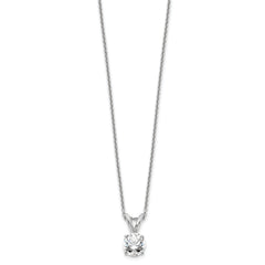 14k White Gold 1/2 carat Lab Grown Diamond VS+ F+ Round Complete Four Prong 18 inch Solitaire Pendant Necklace