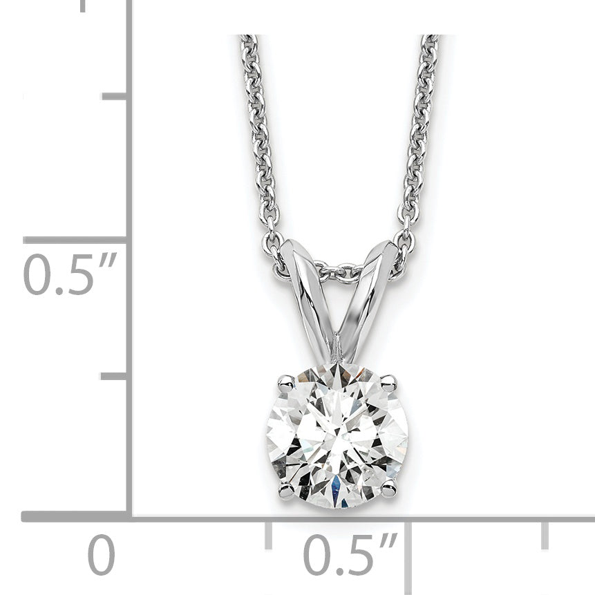 14k White Gold 1/2 carat Lab Grown Diamond VS+ F+ Round Complete Four Prong 18 inch Solitaire Pendant Necklace
