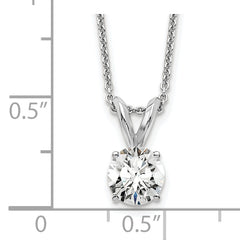 14k White Gold 1/2 carat Lab Grown Diamond VS+ F+ Round Complete Four Prong 18 inch Solitaire Pendant Necklace