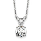 14k White Gold 1/2 carat Lab Grown Diamond VS+ F+ Round Complete Four Prong 18 inch Solitaire Pendant Necklace