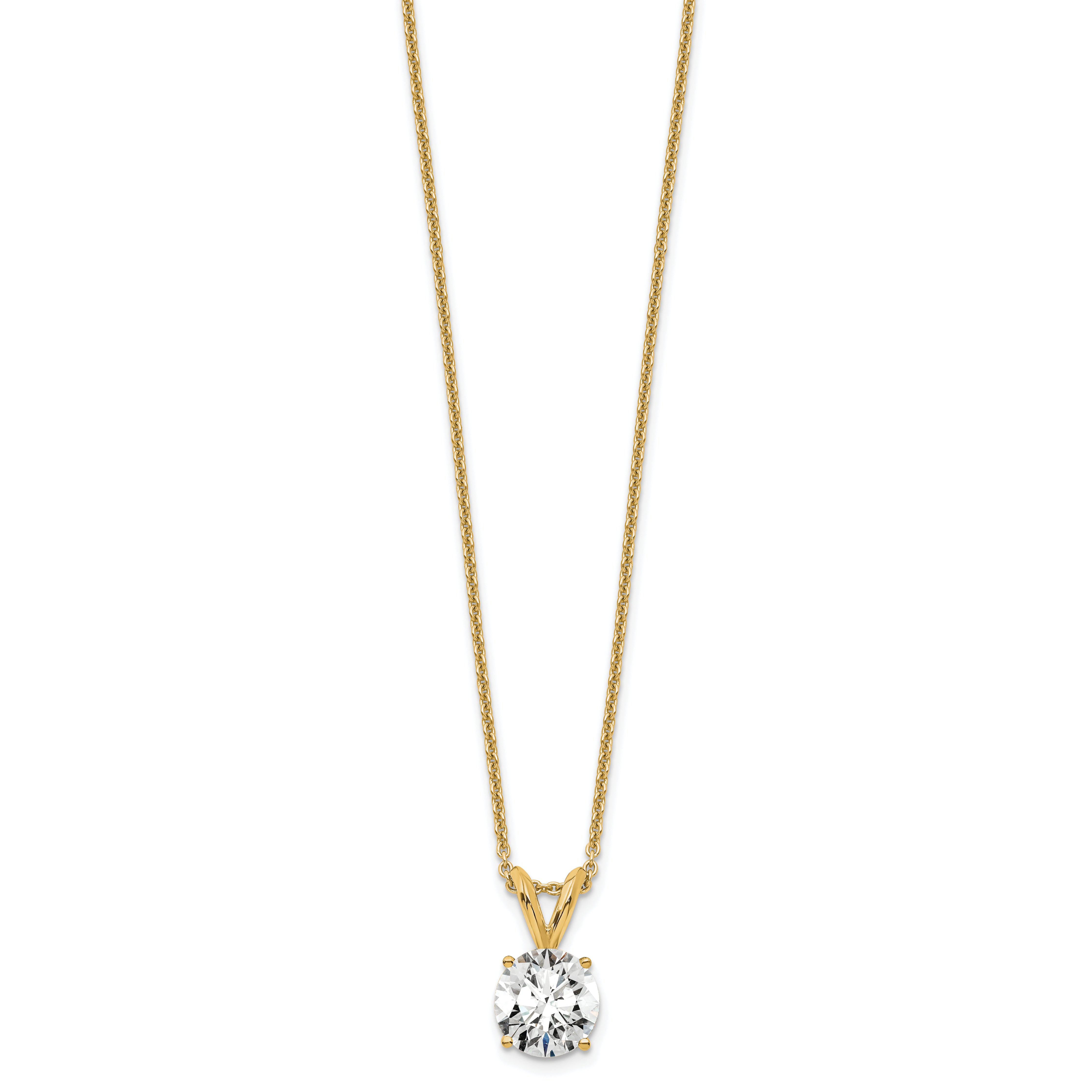 14k 3/4 carat Certified Lab Grown Diamond VS/SI+ G+ Round Complete Four Prong 18 inch Solitaire Pendant Necklace