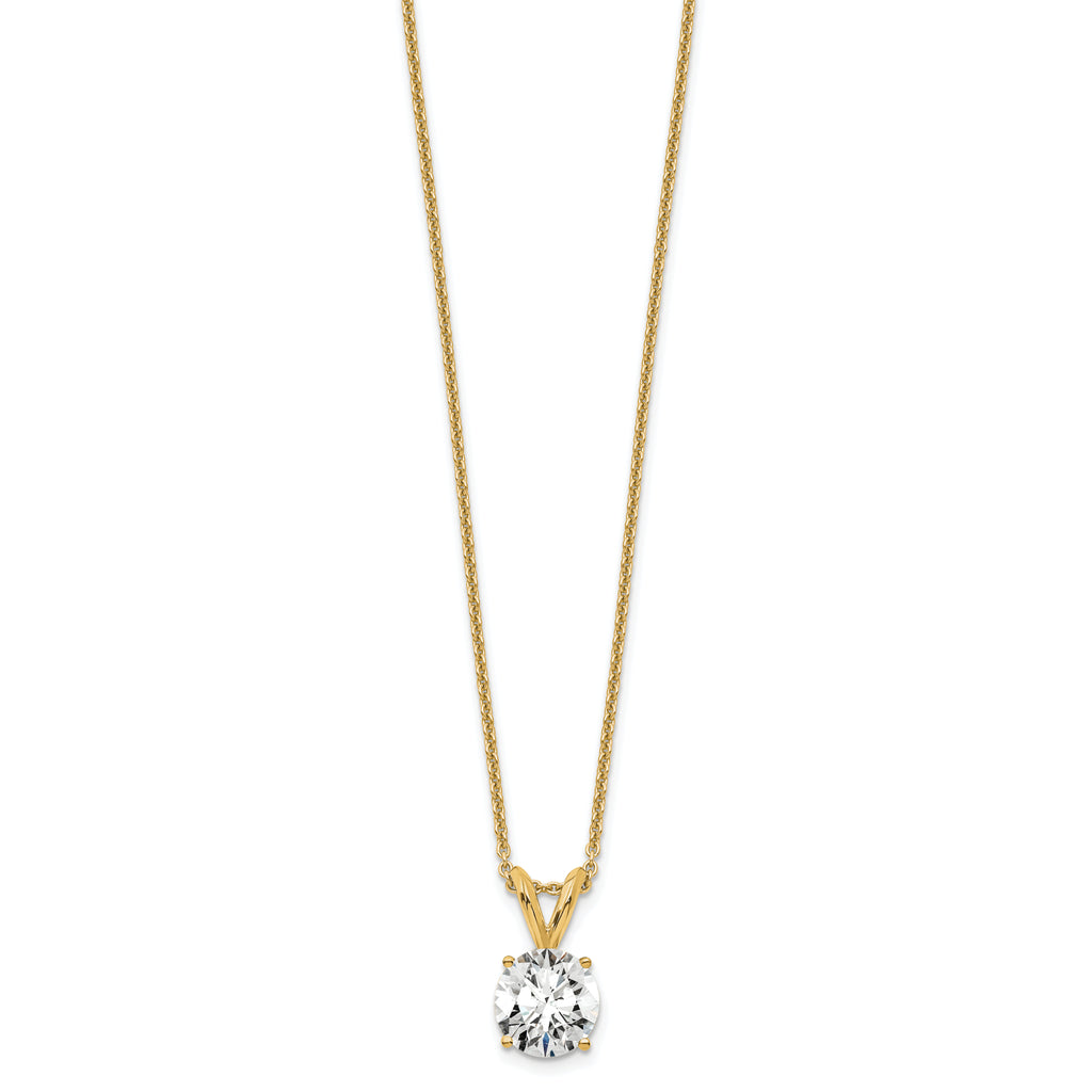 14k 3/4 carat Lab Grown Diamond VS+ F+ Round Complete Four Prong 18 inch Solitaire Pendant Necklace