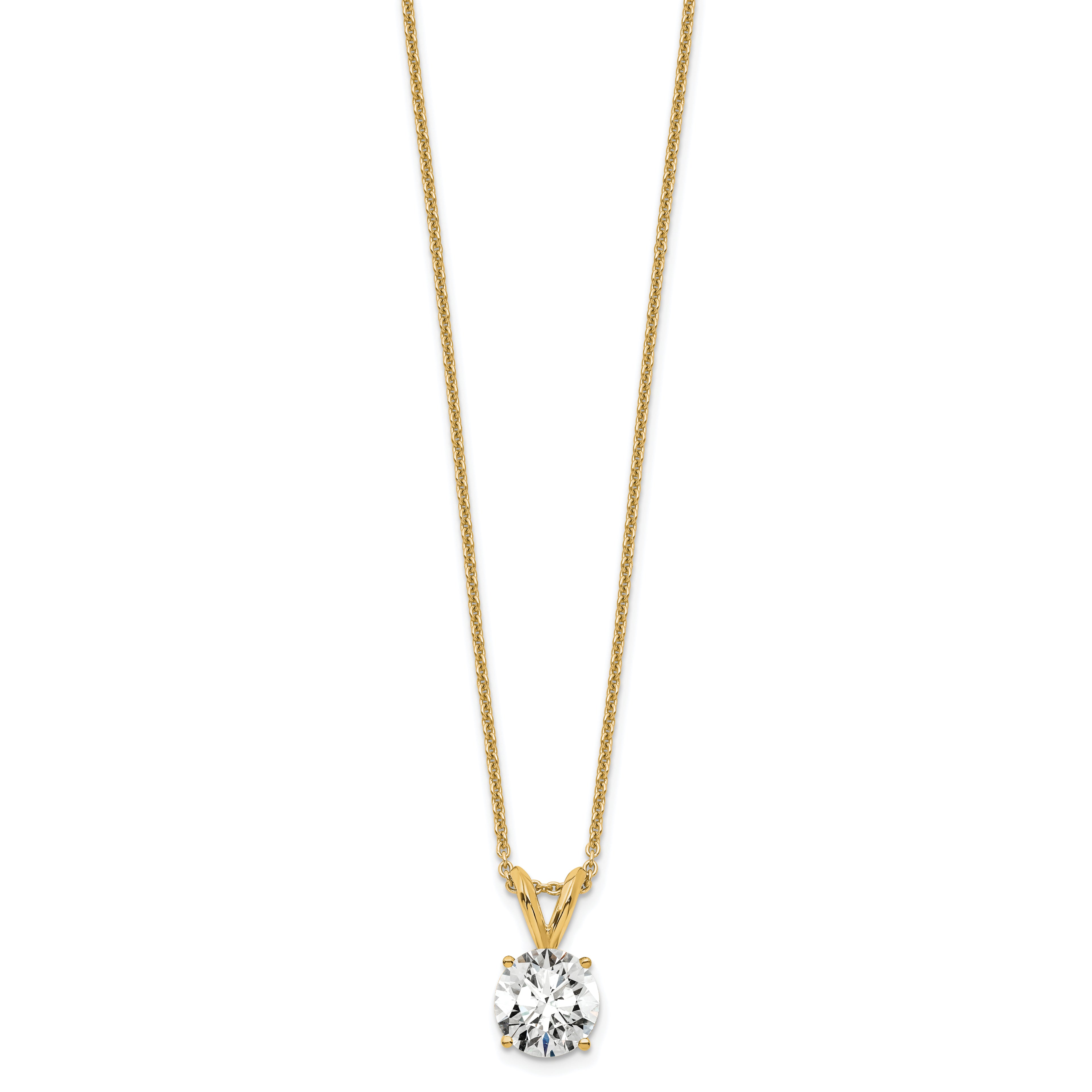 14k 3/4 carat Lab Grown Diamond VS+ F+ Round Complete Four Prong 18 inch Solitaire Pendant Necklace