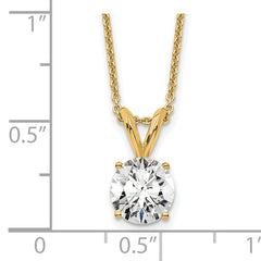 14k 3/4 carat Certified Lab Grown Diamond VS/SI+ G+ Round Complete Four Prong 18 inch Solitaire Pendant Necklace