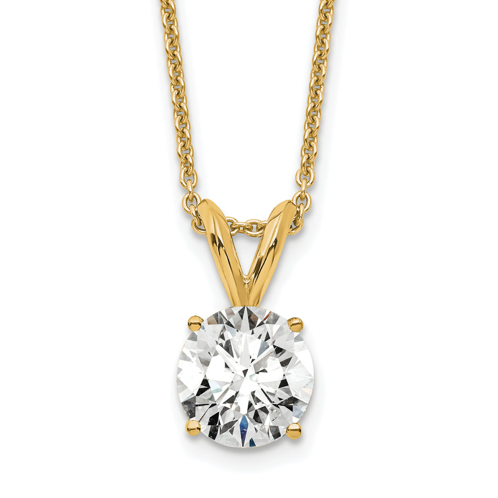 14k 3/4 carat Certified Lab Grown Diamond VS/SI+ G+ Round Complete Four Prong 18 inch Solitaire Pendant Necklace