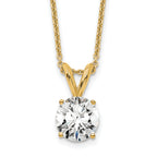 14k 3/4 carat Certified Lab Grown Diamond VS/SI+ G+ Round Complete Four Prong 18 inch Solitaire Pendant Necklace