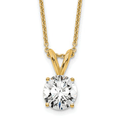 14k 3/4 carat Certified Lab Grown Diamond VS/SI+ G+ Round Complete Four Prong 18 inch Solitaire Pendant Necklace