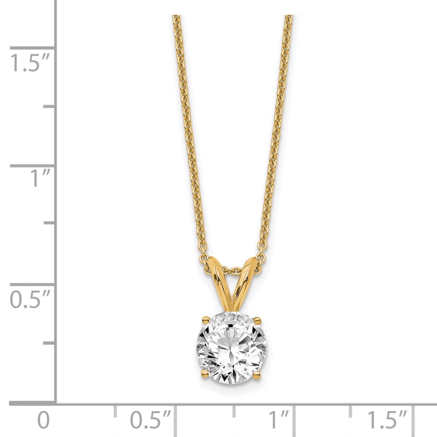 14k 3/4 carat Lab Grown Diamond VS/SI+ G+ Round Complete Four Prong 18 inch Solitaire Pendant Necklace