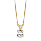 14k 3/4 carat Certified Lab Grown Diamond VS+ F+ Round Complete Four Prong 18 inch Solitaire Pendant Necklace