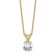 14k 3/4 carat Certified Lab Grown Diamond VS+ F+ Round Complete Four Prong 18 inch Solitaire Pendant Necklace