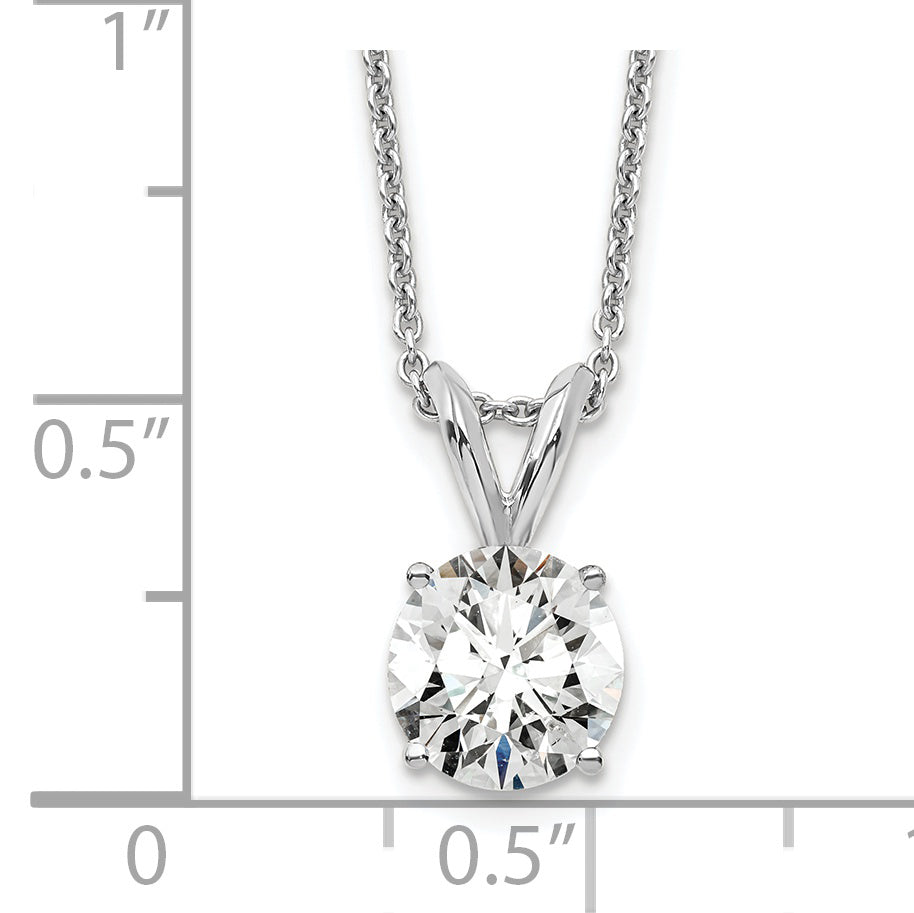 14k White Gold 3/4 carat Certified Lab Grown Diamond VS+ F+ Round Complete Four Prong 18 inch Solitaire Pendant Necklace