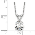 14k White Gold 3/4 carat Certified Lab Grown Diamond VS+ F+ Round Complete Four Prong 18 inch Solitaire Pendant Necklace