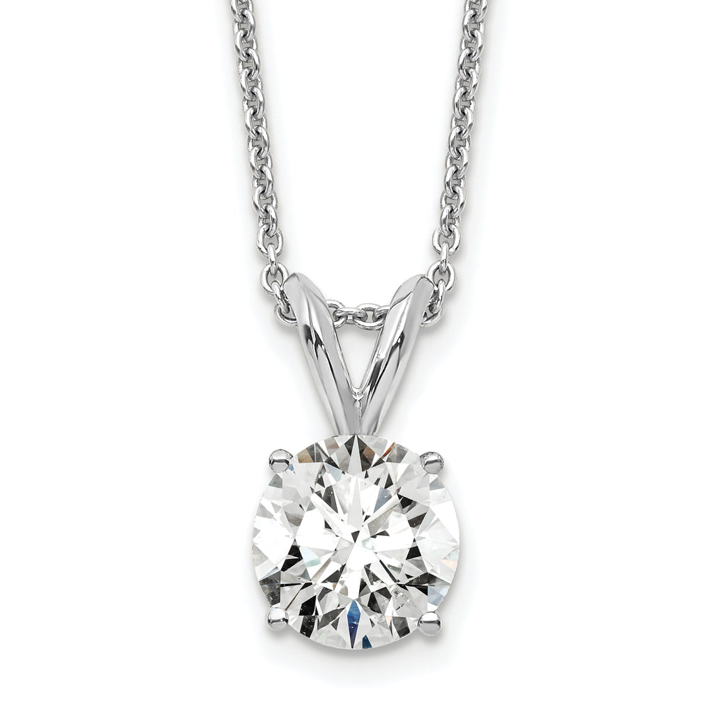 14k White Gold 3/4 carat Lab Grown Diamond VS+ F+ Round Complete Four Prong 18 inch Solitaire Necklace