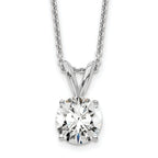 14k White Gold 3/4 carat Lab Grown Diamond VS+ F+ Round Complete Four Prong 18 inch Solitaire Necklace