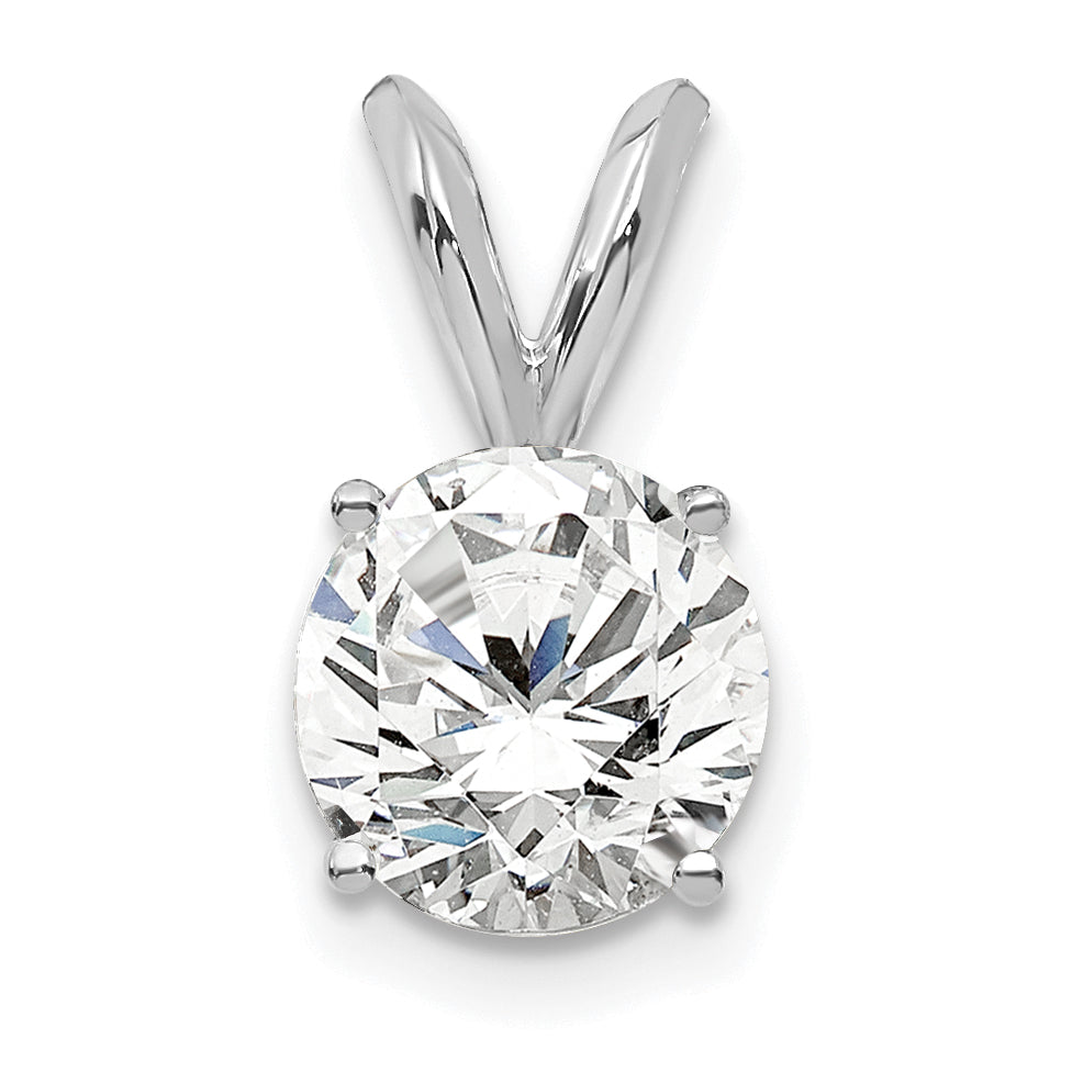 14k White Gold 3/4 carat Certified Lab Grown Diamond VS/SI+ G+ Round Complete Four Prong Solitaire Pendant