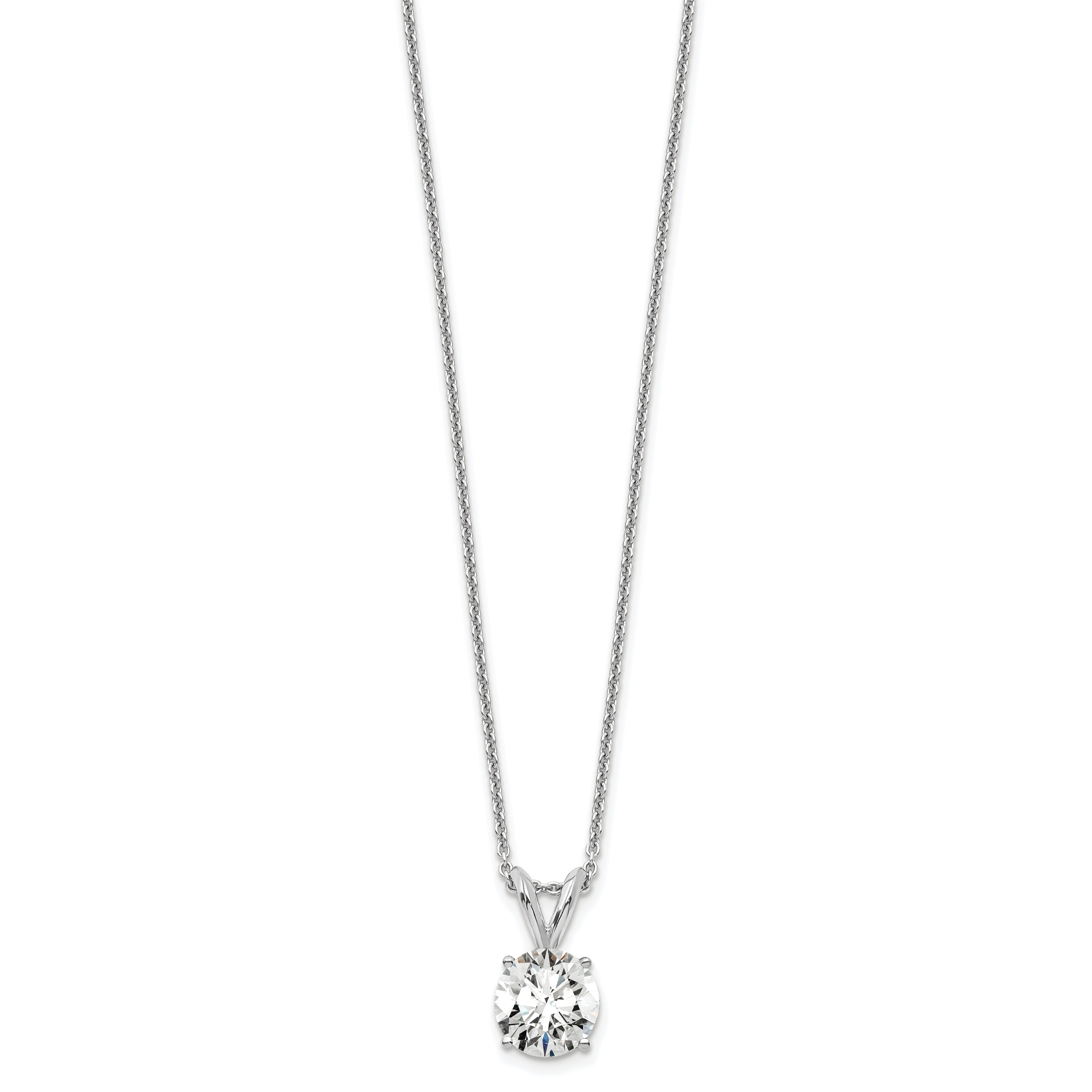 14k White Gold 3/4 carat Lab Grown Diamond VS/SI+ G+ Round Complete Four Prong 18 inch Solitaire Pendant Necklace Secondary image