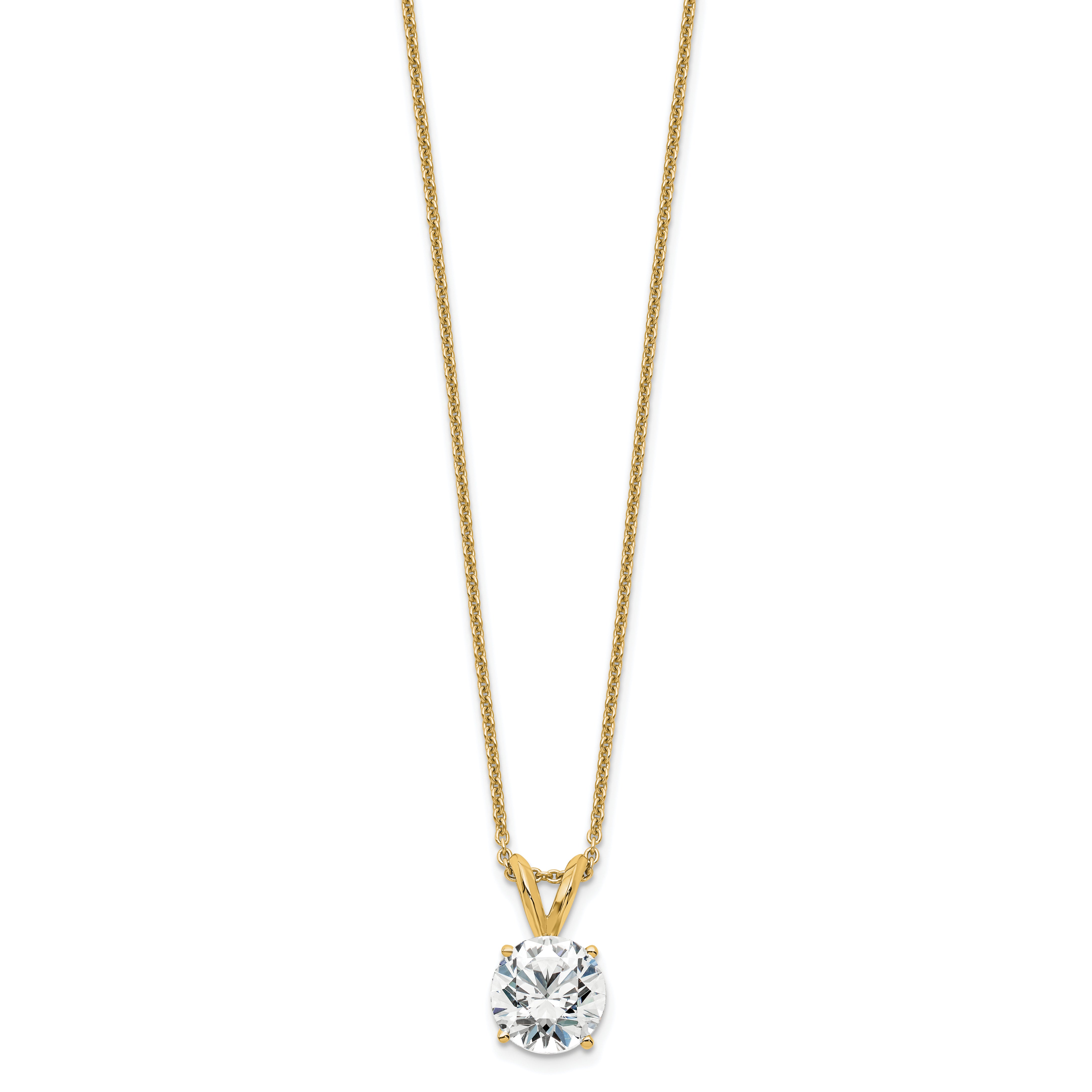 14k 1 carat Certified Lab Grown Diamond VS/SI+ G+ Round Complete Four Prong 18 inch Solitaire Pendant Necklace