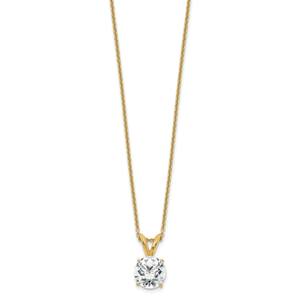 14k 1 carat Lab Grown Diamond VS+ F+ Round Complete Four Prong 18 inch Solitaire Pendant Necklace