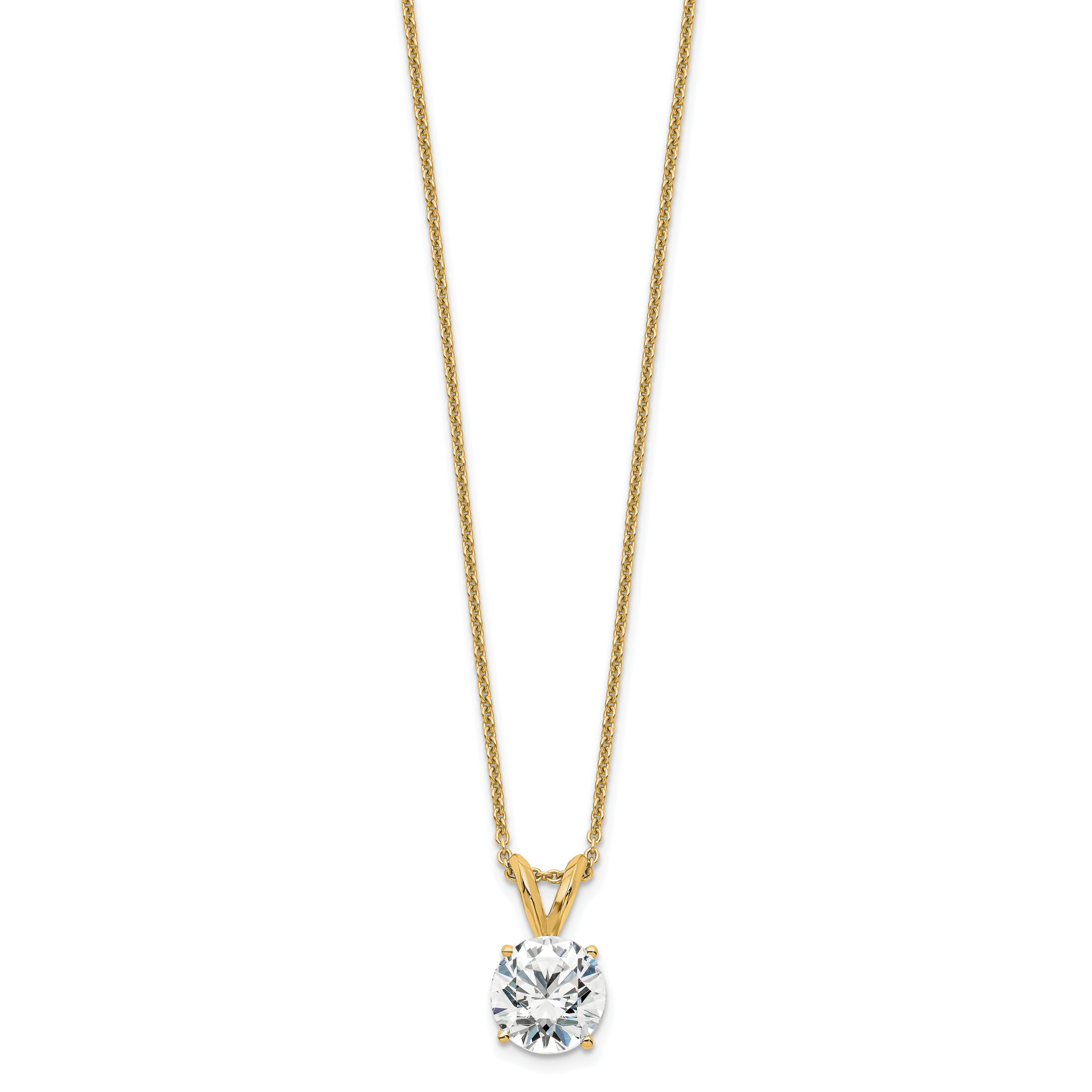 14k 1 carat Lab Grown Diamond VS+ F+ Round Complete Four Prong 18 inch Solitaire Pendant Necklace