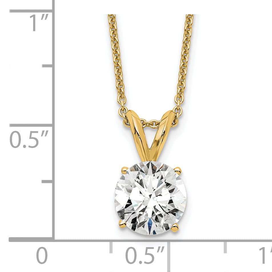 14k 1 carat Certified Lab Grown Diamond VS/SI+ G+ Round Complete Four Prong 18 inch Solitaire Pendant Necklace