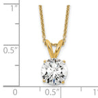 14k 1 carat Lab Grown Diamond VS+ F+ Round Complete Four Prong 18 inch Solitaire Pendant Necklace