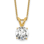 14k 1 carat Lab Grown Diamond VS+ F+ Round Complete Four Prong 18 inch Solitaire Pendant Necklace
