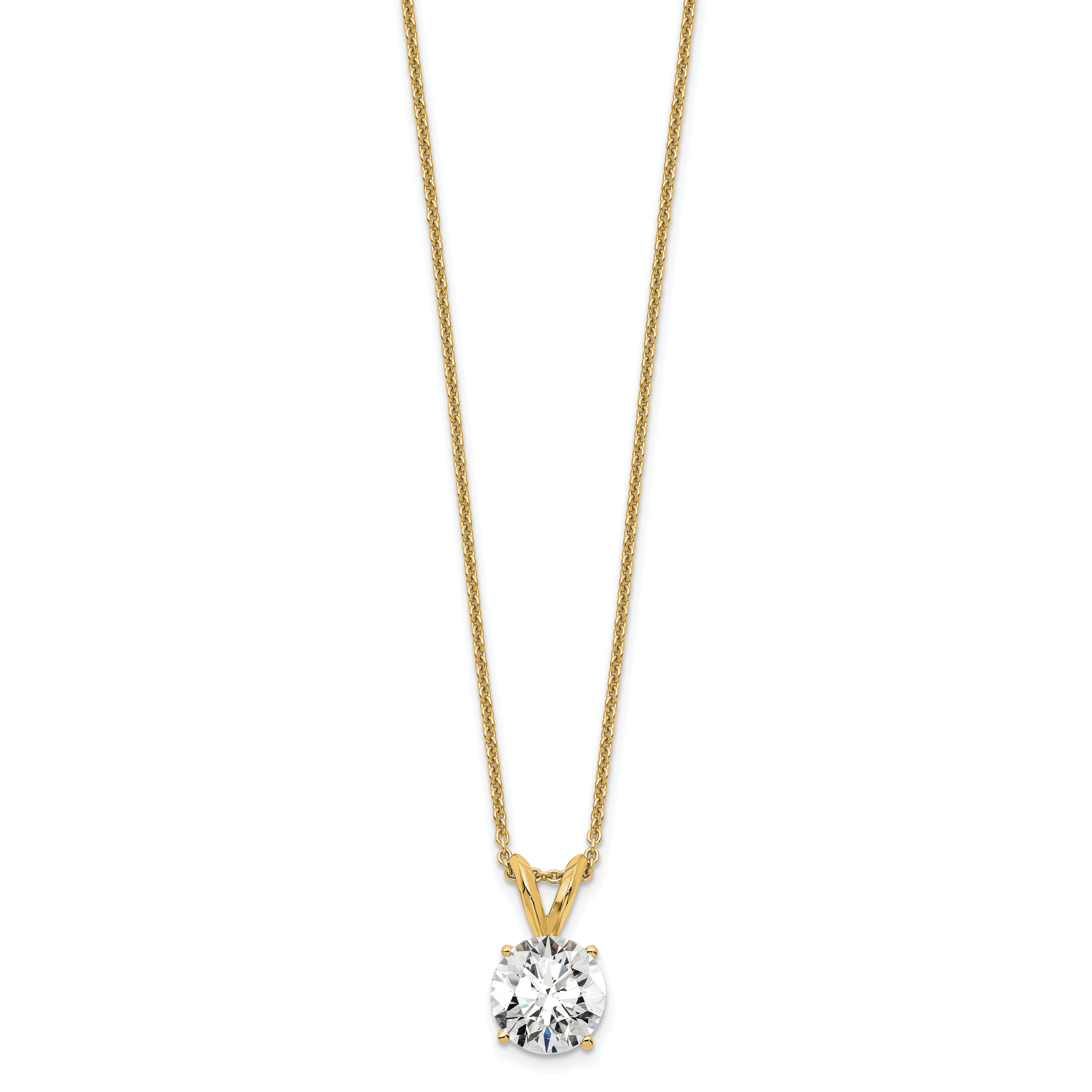 14k 1 carat Certified Lab Grown Diamond VS+ F+ Round Complete Four Prong 18 inch Solitaire Pendant Necklace