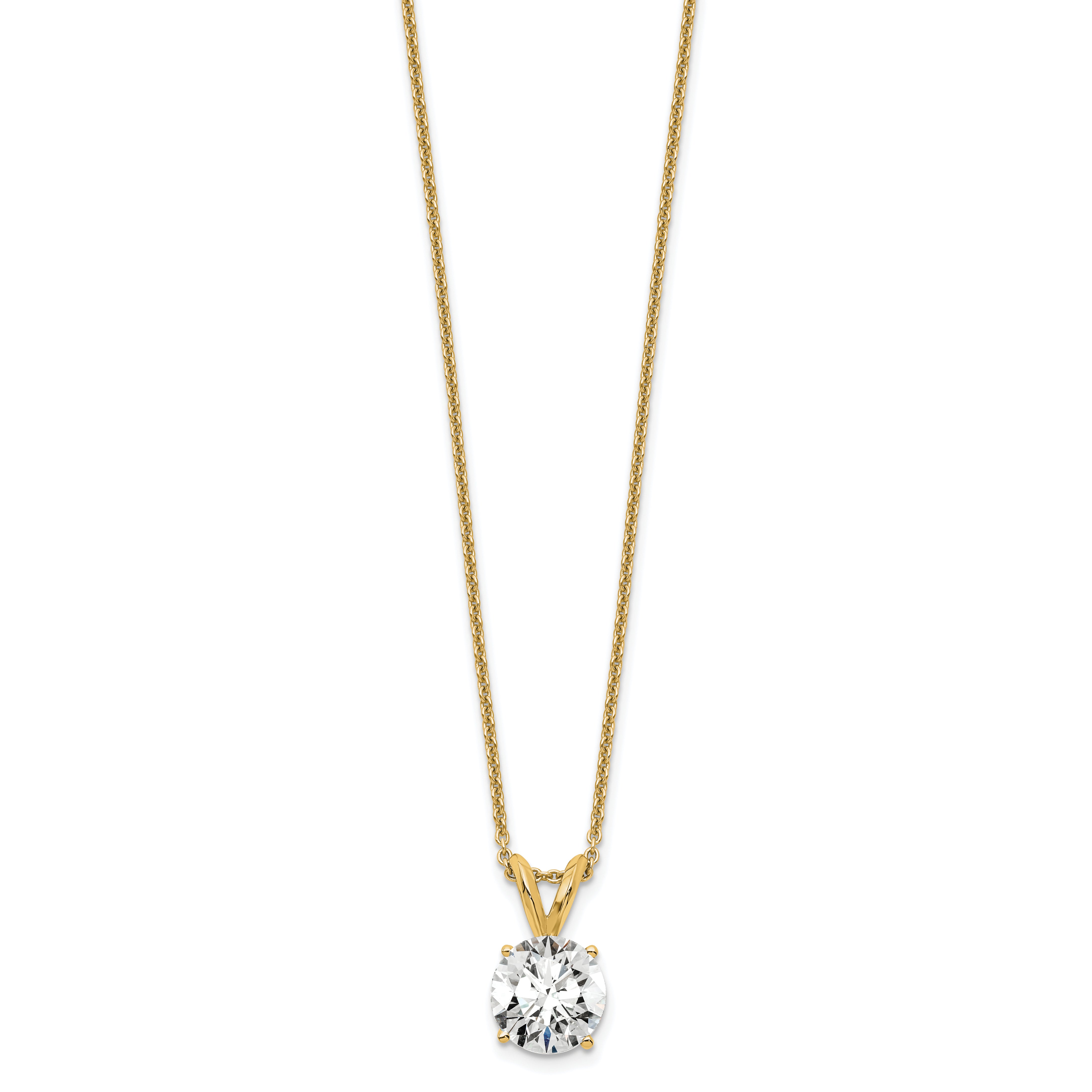 14k 1 carat Lab Grown Diamond VS/SI+ G+ Round Complete Four Prong 18 inch Solitaire Pendant Necklace