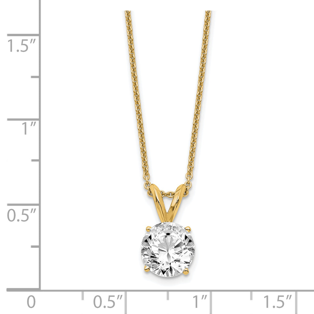 14k 1 carat Lab Grown Diamond VS/SI+ G+ Round Complete Four Prong 18 inch Solitaire Pendant Necklace