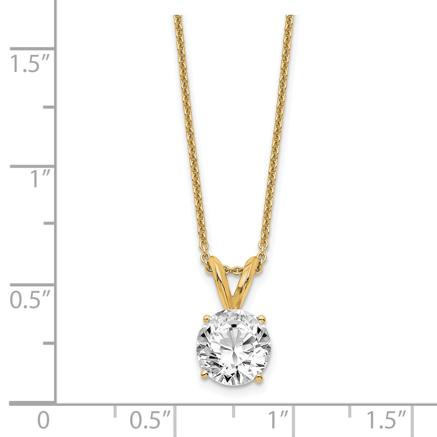 14k 1 carat Lab Grown Diamond VS/SI+ G+ Round Complete Four Prong 18 inch Solitaire Pendant Necklace