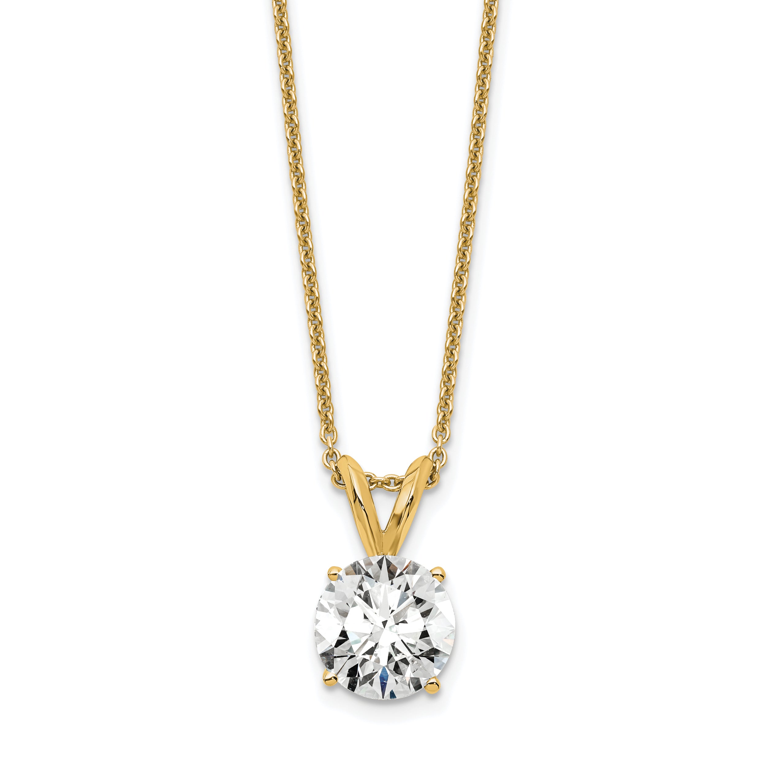 14k 1 carat Certified Lab Grown Diamond VS+ F+ Round Complete Four Prong 18 inch Solitaire Pendant Necklace