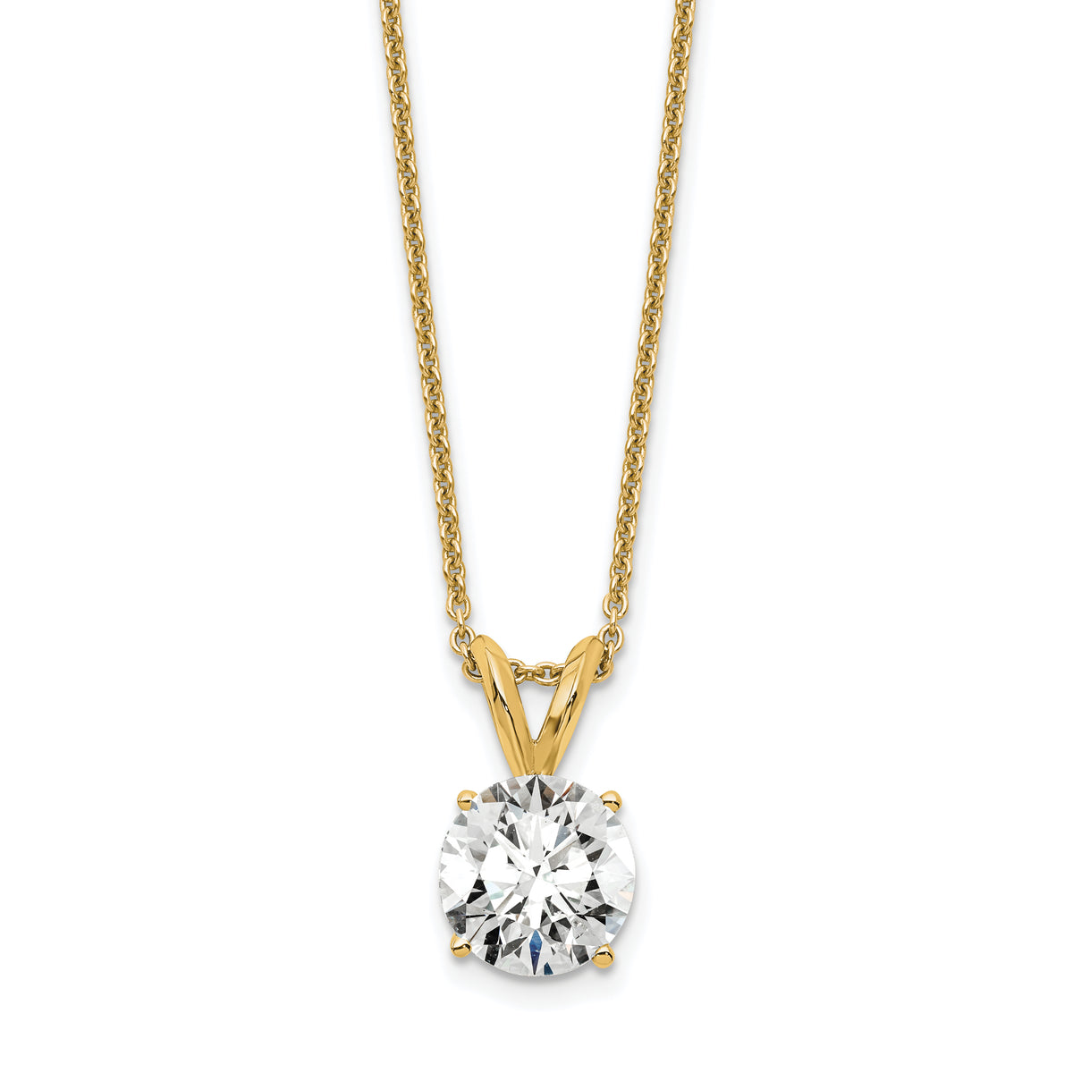 14k 1 carat Certified Lab Grown Diamond VS+ F+ Round Complete Four Prong 18 inch Solitaire Pendant Necklace