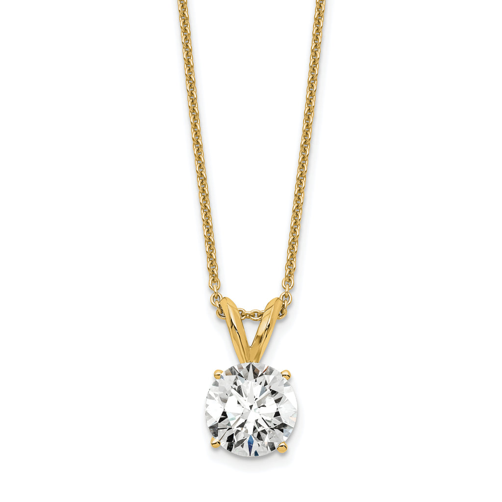 14k 1 carat Lab Grown Diamond VS/SI+ G+ Round Complete Four Prong 18 inch Solitaire Pendant Necklace
