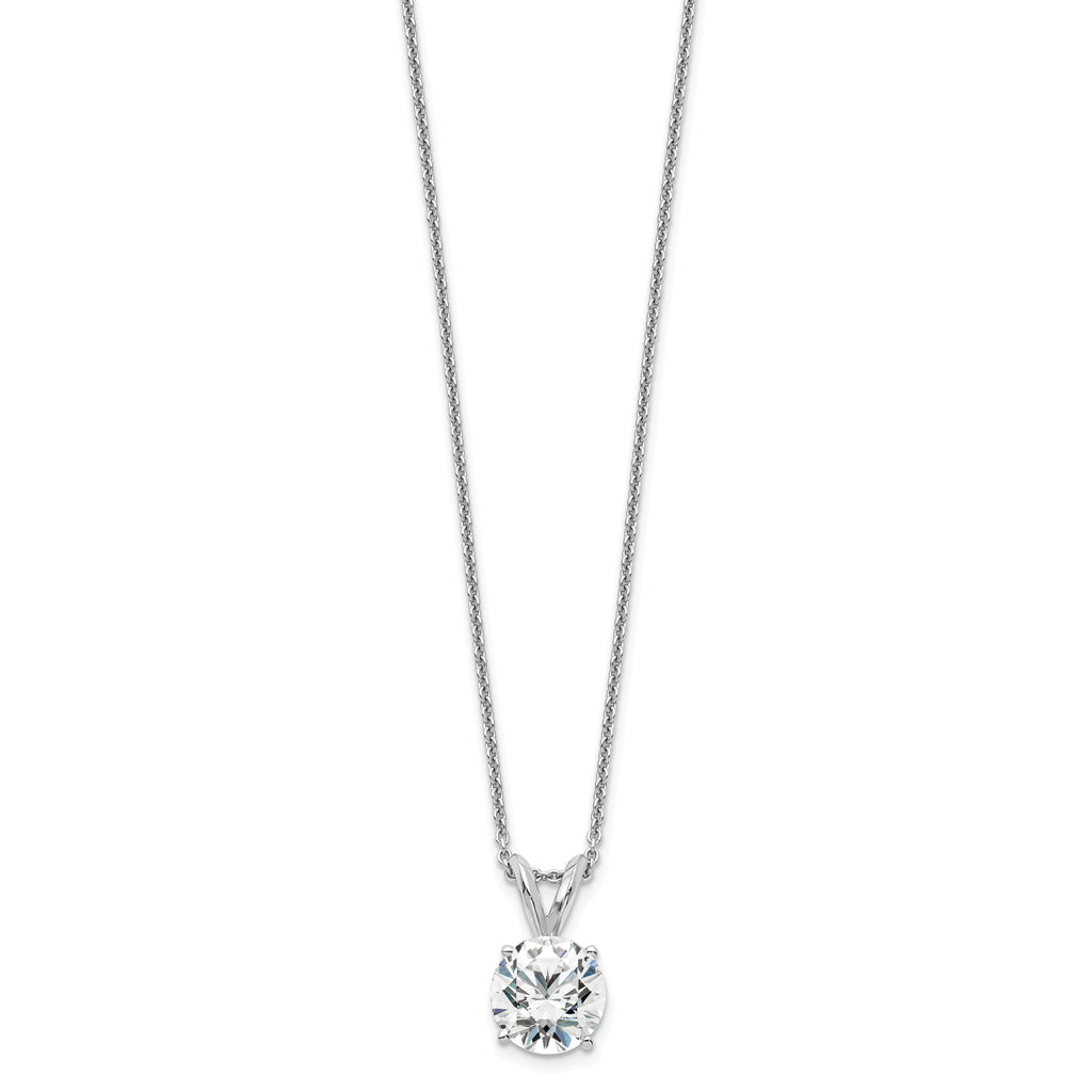 14k White Gold 1 carat Certified Lab Grown Diamond VS+ F+ Round Complete Four Prong 18 inch Solitaire Pendant Necklace