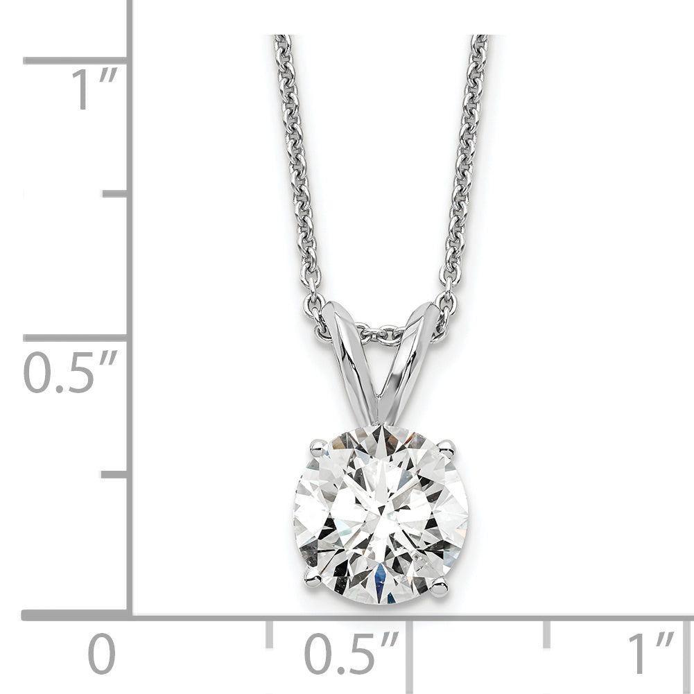 14k White Gold 1 carat Certified Lab Grown Diamond VS+ F+ Round Complete Four Prong 18 inch Solitaire Pendant Necklace