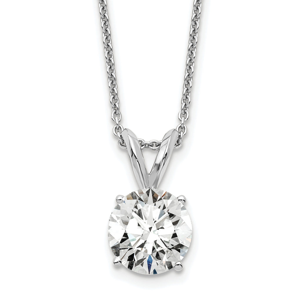 14k White Gold 1 carat Lab Grown Diamond VS+ F+ Round Complete Four Prong 18 inch Solitaire Necklace