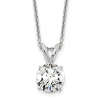 14k White Gold 1 carat Lab Grown Diamond VS+ F+ Round Complete Four Prong 18 inch Solitaire Necklace