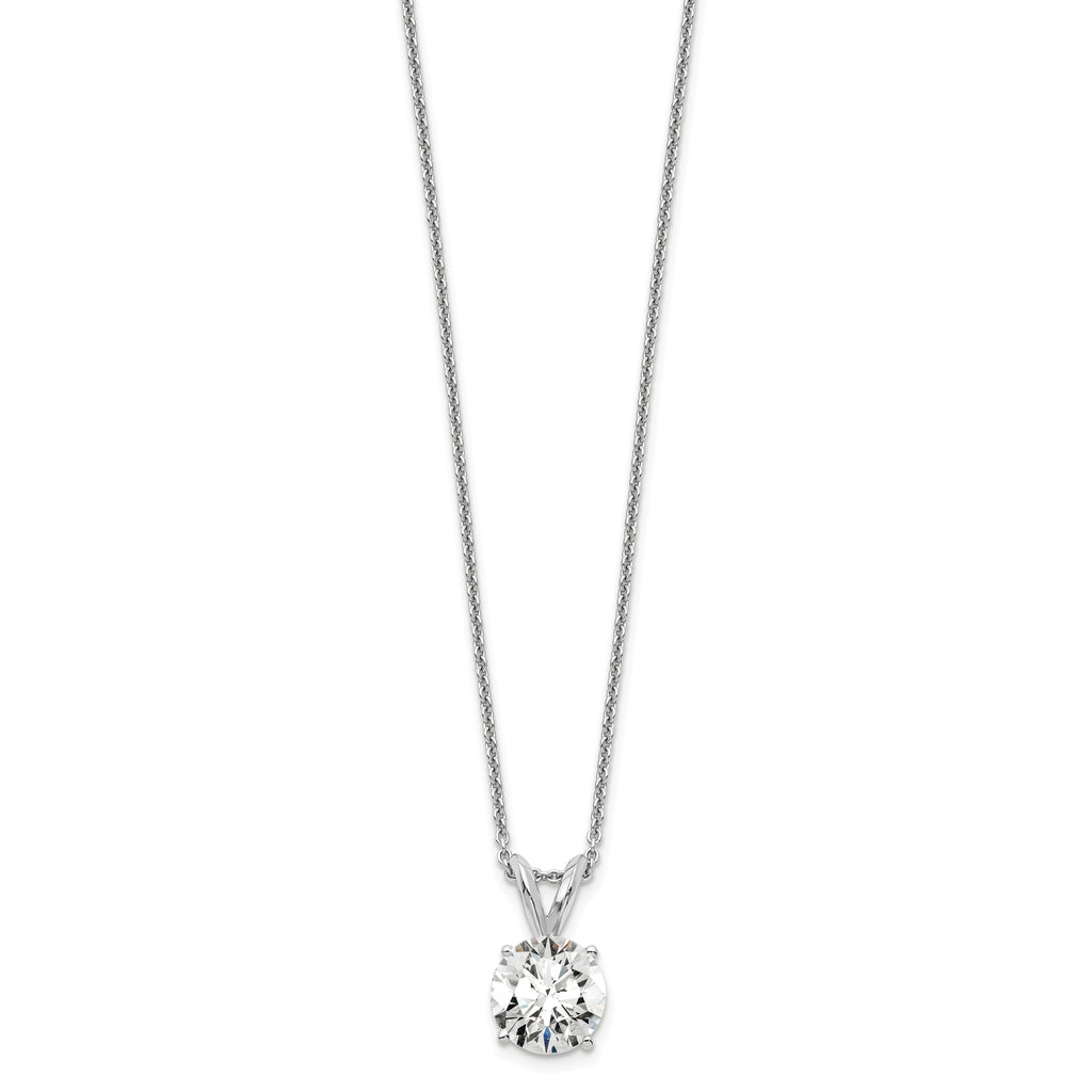 14k White Gold 1 carat Lab Grown Diamond VS/SI+ G+ Round Complete Four Prong 18 inch Solitaire Pendant Necklace
