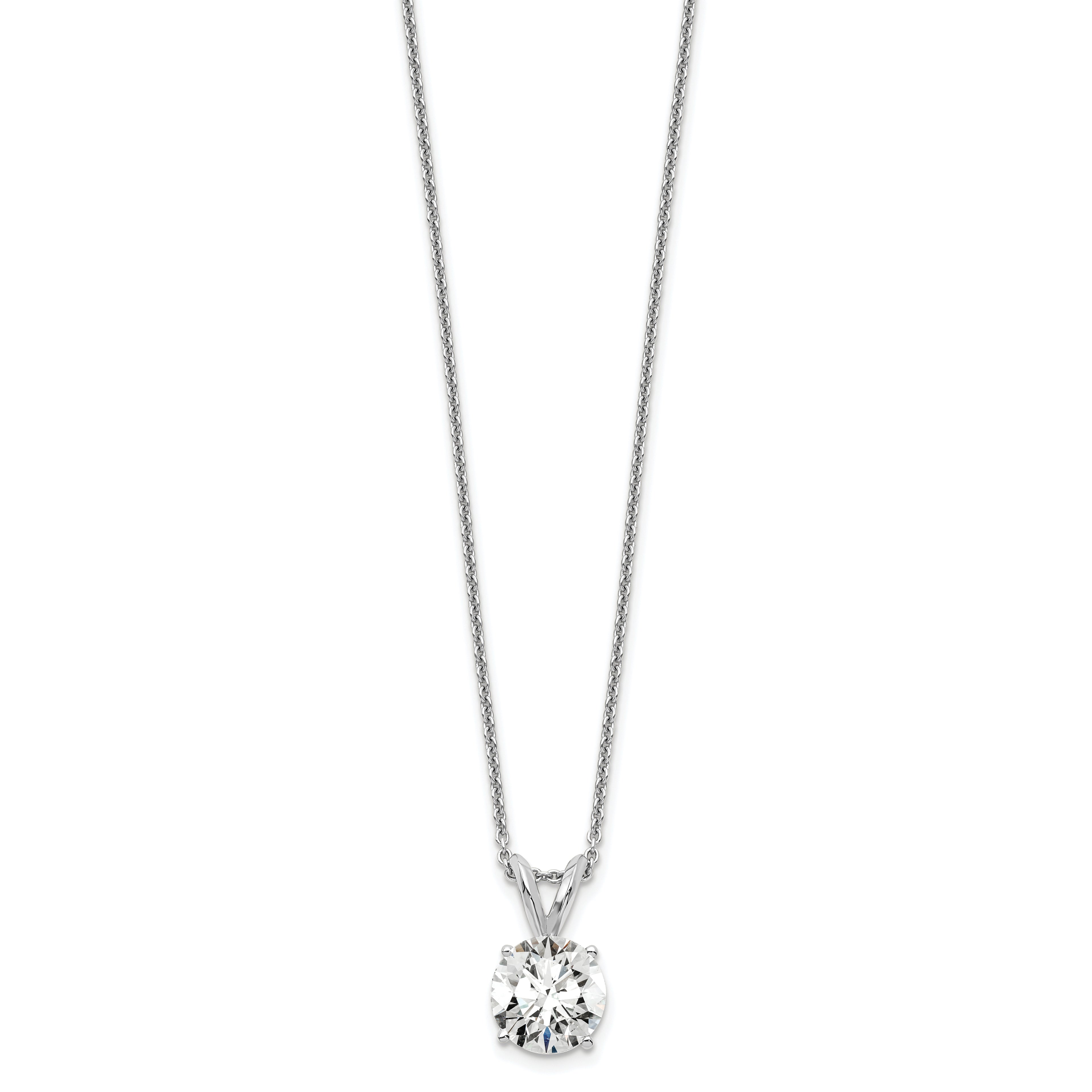 14k White Gold 1 carat Lab Grown Diamond VS/SI+ G+ Round Complete Four Prong 18 inch Solitaire Pendant Necklace