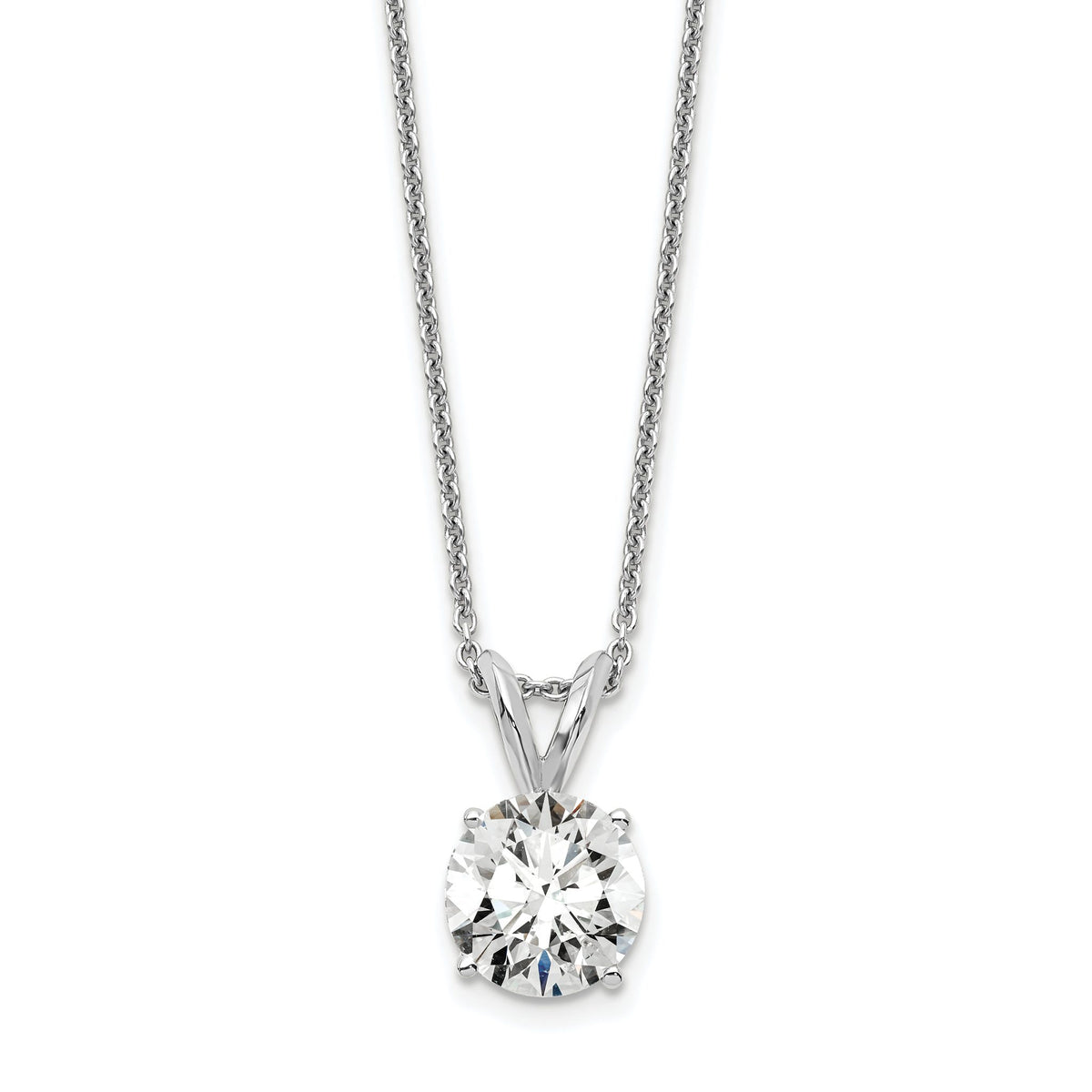 Four-Prong Round Lab-Grown Diamond Solitaire Necklace in 14K White Gold (1 ct. tw., VS/SI+ G+), 18 Inch - Sophia Jewelers Main image
