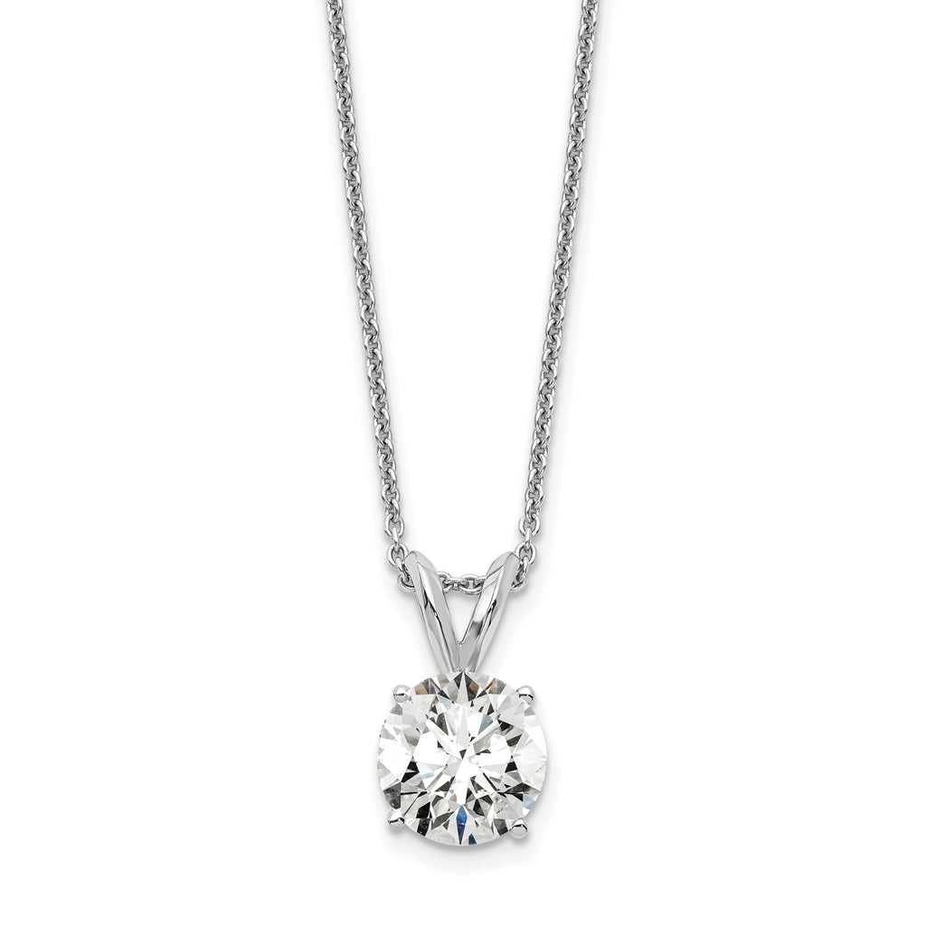 14k White Gold 1 carat Lab Grown Diamond VS/SI+ G+ Round Complete Four Prong 18 inch Solitaire Pendant Necklace
