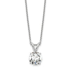 14k White Gold 1 carat Lab Grown Diamond VS/SI+ G+ Round Complete Four Prong 18 inch Solitaire Pendant Necklace