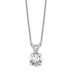 14k White Gold 1 carat Lab Grown Diamond VS/SI+ G+ Round Complete Four Prong 18 inch Solitaire Pendant Necklace