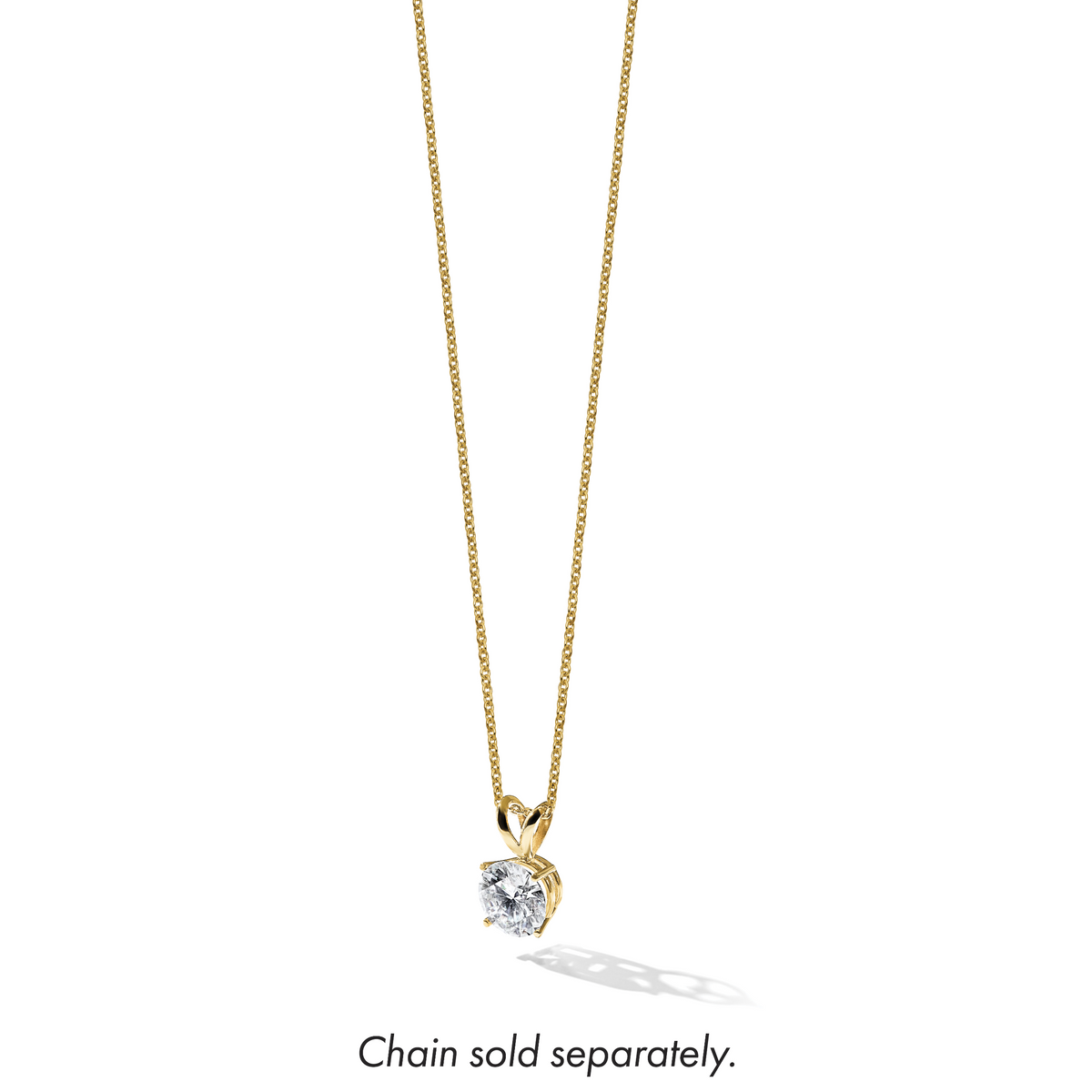 Lab-Grown Diamond Solitaire Pendant in 14K Yellow Gold, 12mm (1/2 ct., VS+ F+) - Sophia Jewelers