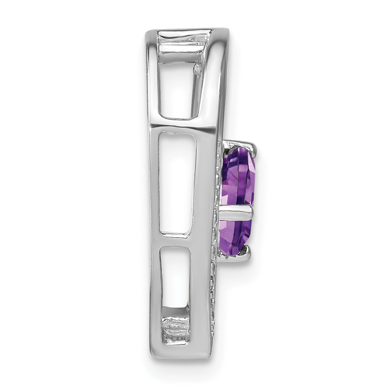 Sterling Silver Rhodium-plated Amethyst and Diamond Pendant Secondary image
