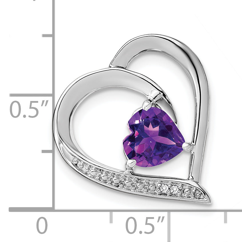 Sterling Silver Rhodium-plated Amethyst and Diamond Pendant