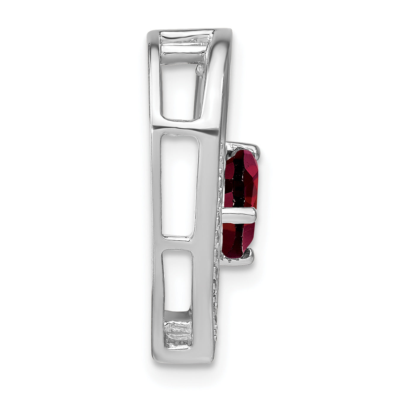 Sterling Silver Rhodium-plated Garnet and Diamond Pendant Secondary image