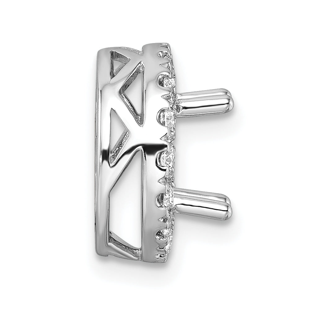 14k White Gold 1/2 carat Lab Grown Diamond VS/SI+ G+ Round Semi Mount Halo Chain Slide Pendant