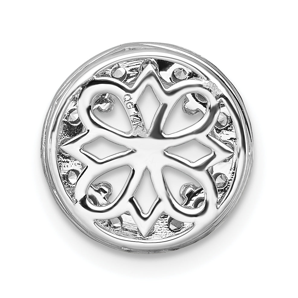 14k White Gold 1/2 carat Lab Grown Diamond VS/SI+ G+ Round Semi Mount Halo Chain Slide Pendant