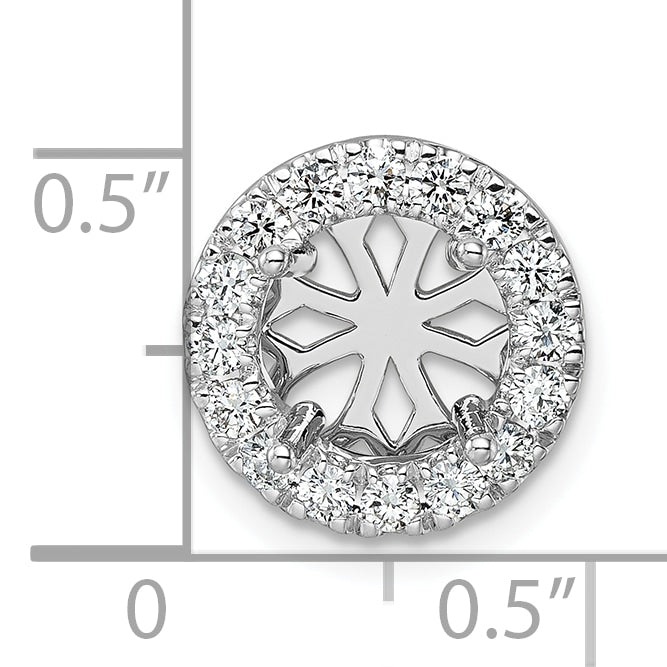 14k White Gold 1/2 carat Lab Grown Diamond VS/SI+ G+ Round Semi Mount Halo Chain Slide Pendant